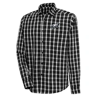 Chemise boutonnée à manches longues noire/grise pour homme des Philadelphia Eagles, modèle Carry, Antigua