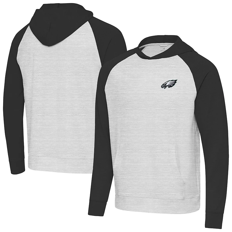 Men's Antigua Black/Heather Gray Philadelphia Eagles Urgent Pullover Hoodie