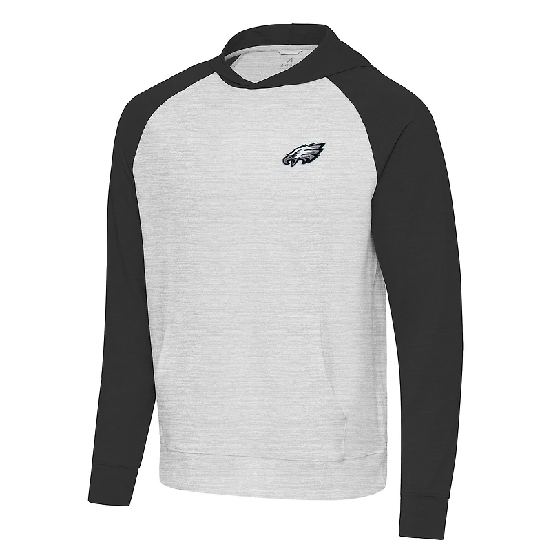 Men's Antigua Black/Heather Gray Philadelphia Eagles Urgent Pullover Hoodie