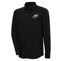 Veste boutonnée noire Antigua Philadelphia Eagles Streamer pour homme