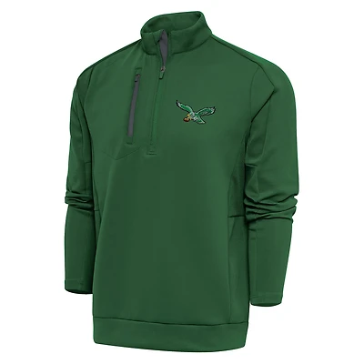 Pull-over à fermeture éclair quart de tour pour homme, vert Antigua, avec logo l'équipe des Philadelphia Eagles