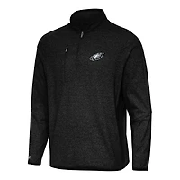 Haut à fermeture éclair quart de tour Certain Tri-Blend pour homme, noir chiné, des Eagles Philadelphie