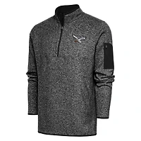 Veste à enfiler Fortune quart de zip pour homme, modèle Antigua Heather Black, avec logo rétro des Eagles Philadelphie, grande et taille