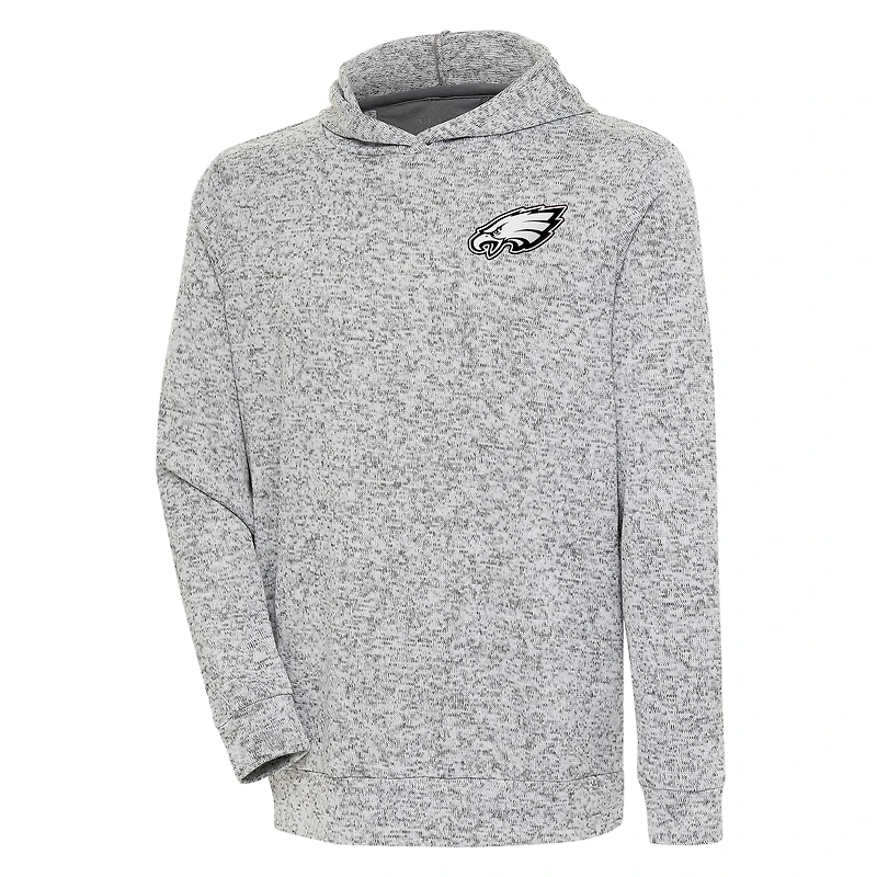 Men's Antigua Heather Gray Philadelphia Eagles Metallic Logo Absolute Pullover Hoodie