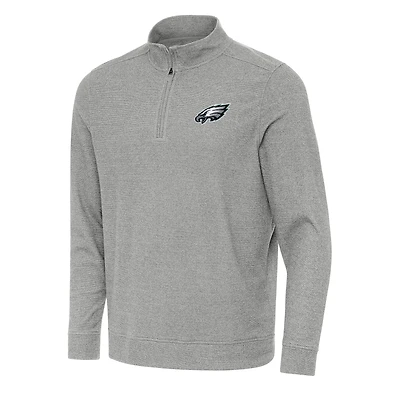 Haut à fermeture éclair discrète Antigua Heather Grey Philadelphia Eagles pour homme