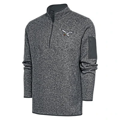 Veste à enfiler fermeture éclair quart de tour Antigua Heather Grey pour homme, motif rétro des Philadelphia Eagles