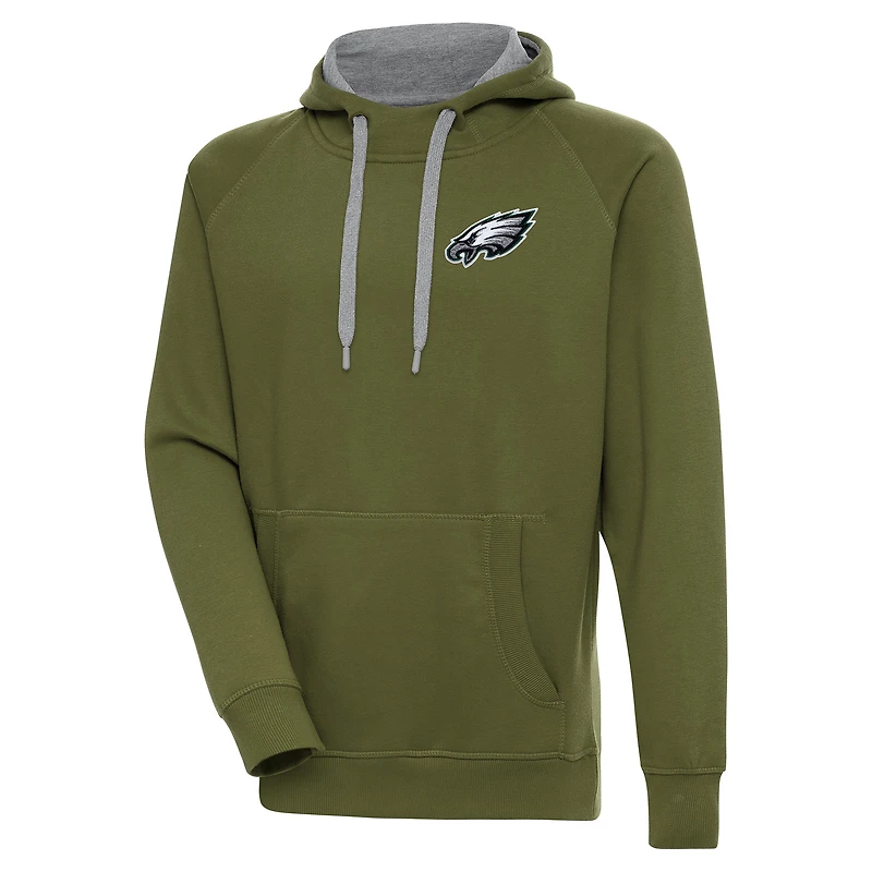 Sweat à capuche Antigua Olive Philadelphia Eagles Victory pour homme