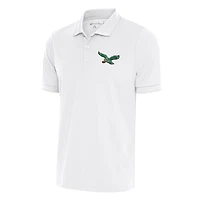 Men's Antigua White Philadelphia Eagles Team Logo Throwback Affluent Polo