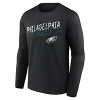 Men's Black Philadelphia Eagles Hustle Personalized Name & Number Long Sleeve T-Shirt