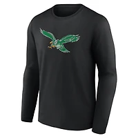 Men's Gray Philadelphia Eagles  Team Authentic Classic Personalized Name & Number Long Sleeve T-Shirt