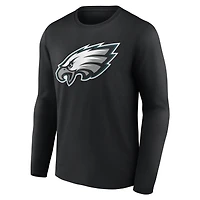 T-shirt à manches longues noir authentique pour homme des Eagles de Philadelphie, personnalisé avec nom et numéro.