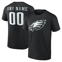 T-shirt noir authentique pour homme des Eagles de Philadelphie, personnalisé avec nom et numéro.
