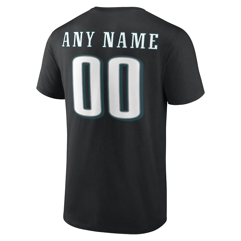 Men's Black Philadelphia Eagles Team Authentic Personalized Name & Number T-Shirt