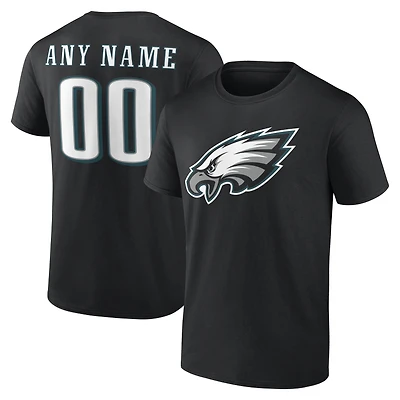 Men's Black Philadelphia Eagles Team Authentic Personalized Name & Number T-Shirt