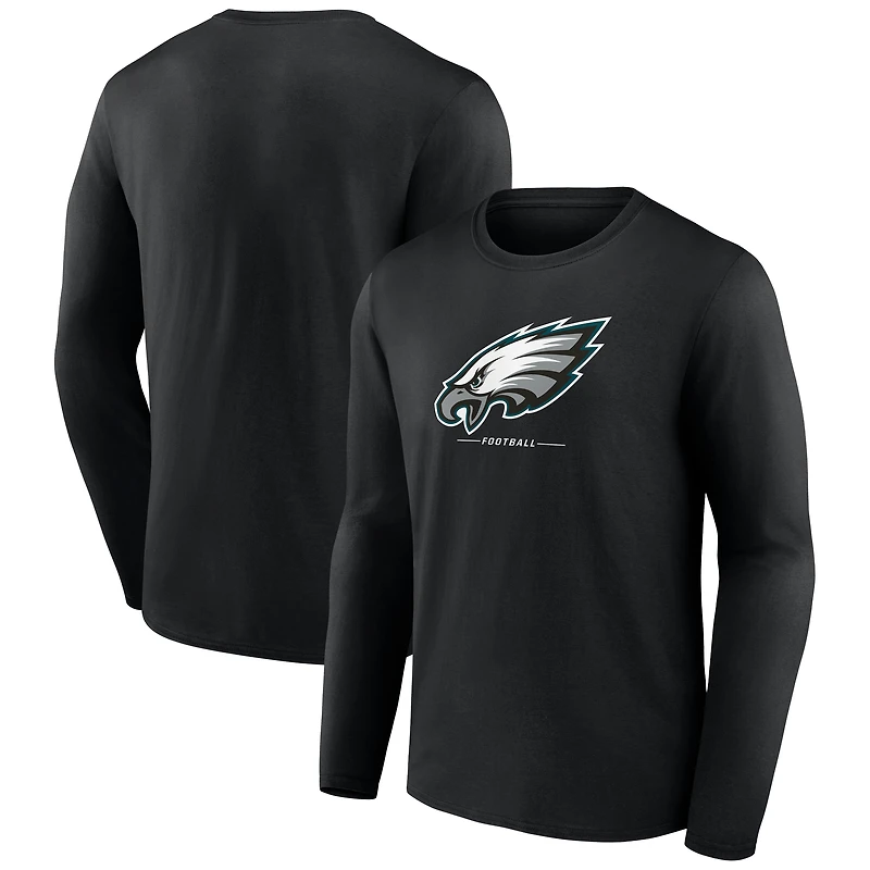 Men's  Black Philadelphia Eagles Team Lockup Long Sleeve T-Shirt