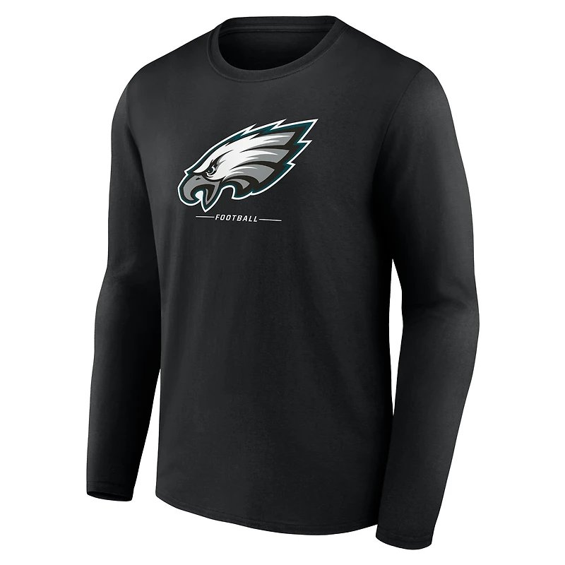 Men's  Black Philadelphia Eagles Team Lockup Long Sleeve T-Shirt