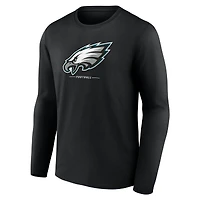 Men's  Black Philadelphia Eagles Team Lockup Long Sleeve T-Shirt