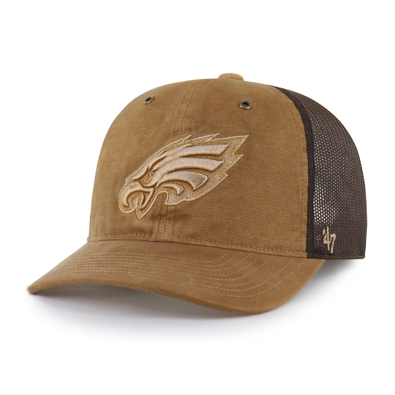 Men's Carhartt x '47 Brown Philadelphia Eagles Dyed Trucker Adjustable Hat