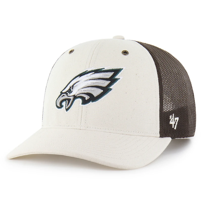 Men's Carhartt x '47 Natural/Brown Philadelphia Eagles Undyed Trucker Adjustable Hat