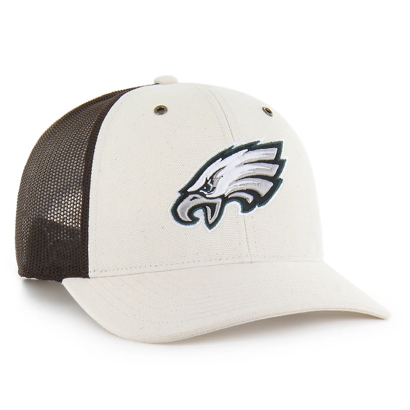 Men's Carhartt x '47 Natural/Brown Philadelphia Eagles Undyed Trucker Adjustable Hat