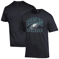 T-shirt de football noir Champion pour homme des Philadelphia Eagles