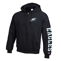 Men's Champion Black Philadelphia Eagles Powerblend Fleece Full-Zip Hoodie
