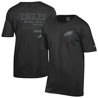 T-shirt Champion noir pour homme avec logo ton sur des Philadelphia Eagles