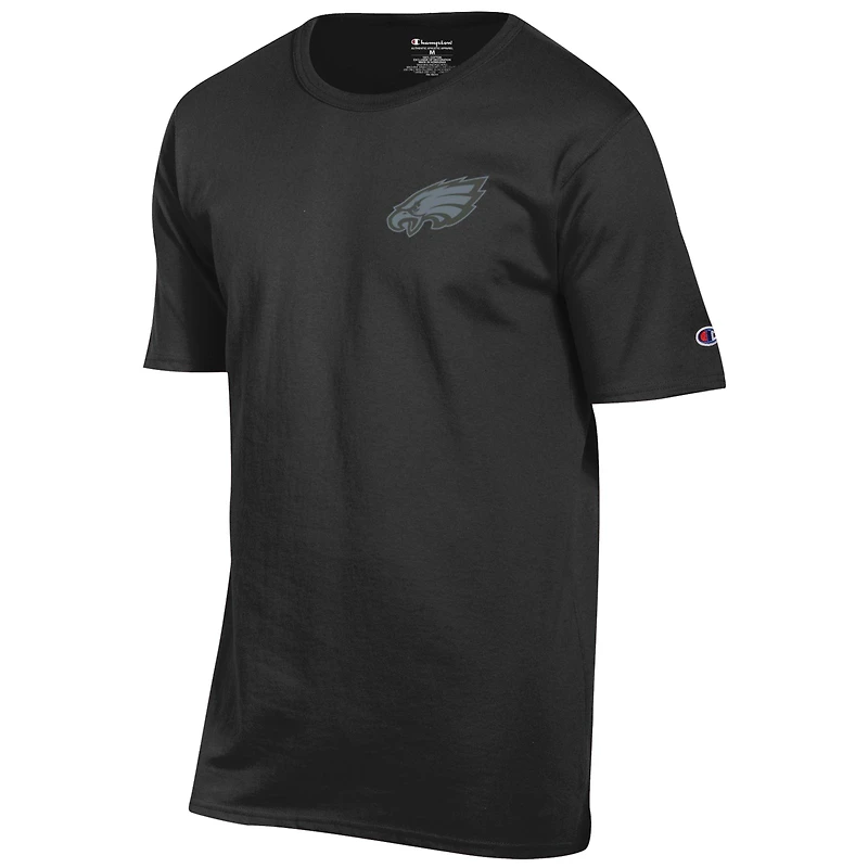 T-shirt Champion noir pour homme avec logo ton sur des Philadelphia Eagles