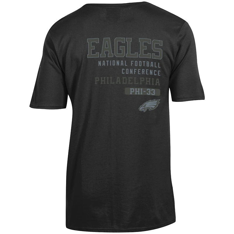 T-shirt Champion noir pour homme avec logo ton sur des Philadelphia Eagles