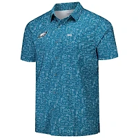Men's Columbia PFG Green Philadelphia Eagles Super Slack Tide Omni-Wick Button-Up Shirt