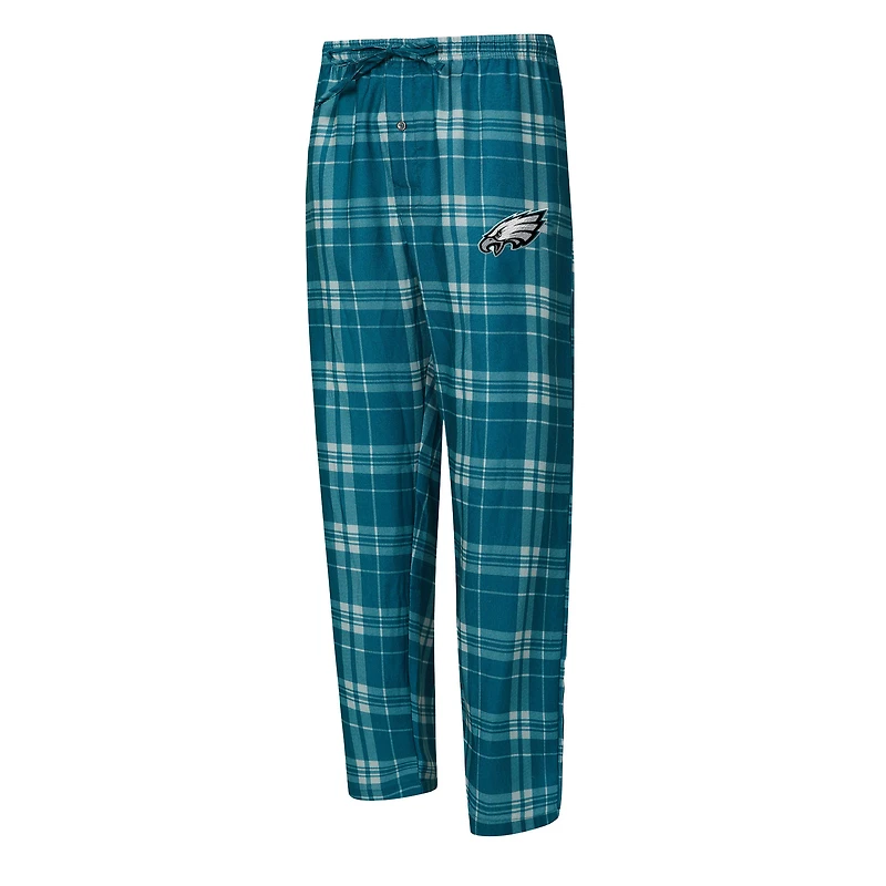 Ensemble t-shirt à manches longues et pantalon carreaux Philadelphia Eagles, vert foncé/gris chiné, de la marque Concepts Sport.
