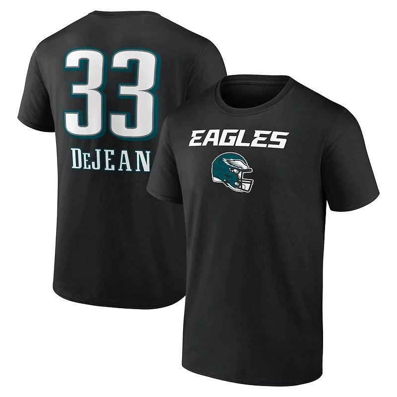 T-shirt Cooper DeJean noir pour homme avec nom et numéro de l'équipe des Philadelphia Eagles