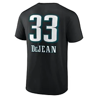 T-shirt Cooper DeJean noir pour homme avec nom et numéro de l'équipe des Philadelphia Eagles
