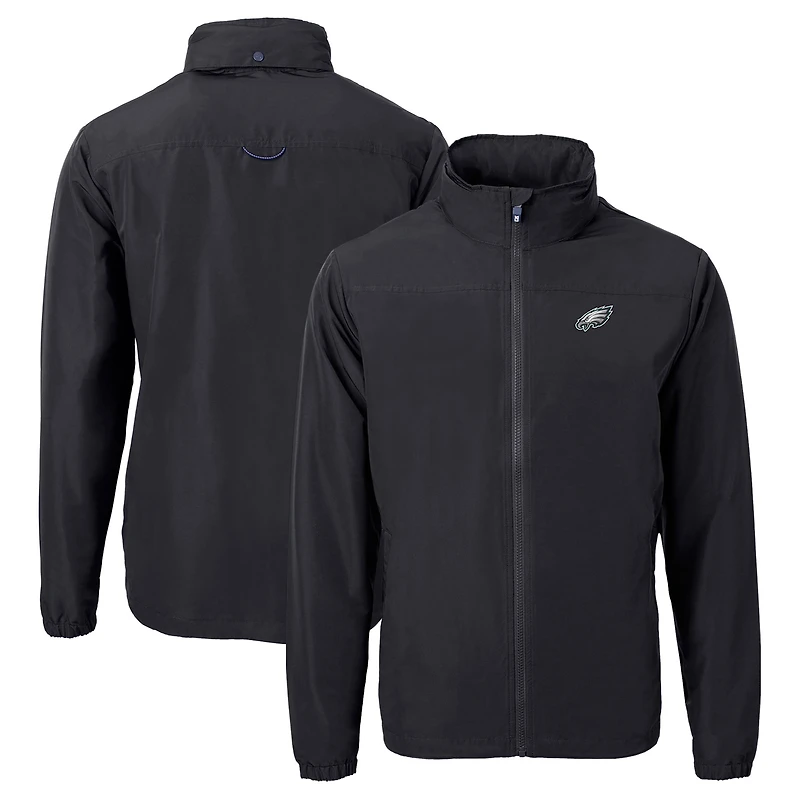 Veste zippée intégrale en tissu recyclé Charter Eco pour homme, noire, des Philadelphia Eagles, Cutter & Buck