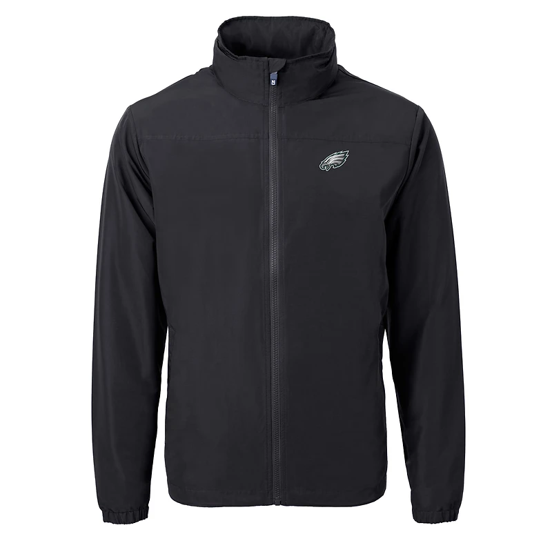 Veste zippée intégrale en tissu recyclé Charter Eco pour homme, noire, des Philadelphia Eagles, Cutter & Buck