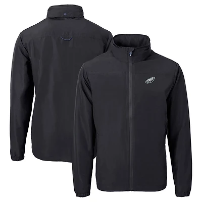 Veste zippée intégrale en tissu recyclé Charter Eco pour homme, noire, des Philadelphia Eagles, Cutter & Buck
