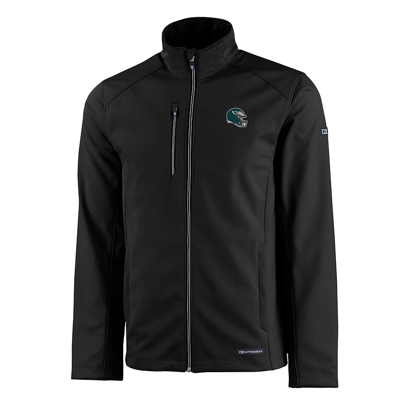 Veste zippée intégrale recyclée en softshell Evoke Eco noire des Philadelphia Eagles pour homme Cutter & Buck