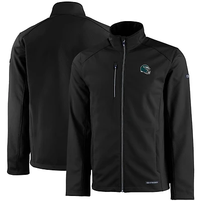 Veste zippée intégrale recyclée en softshell Evoke Eco noire des Philadelphia Eagles pour homme Cutter & Buck