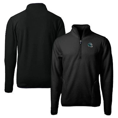 Veste polaire à fermeture éclair quart de tour pour homme, modèle Cascade Eco Sherpa, motif casque des Philadelphia Eagles, Cutter & Buck, noir