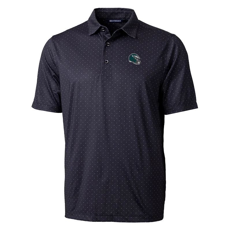 Men's Cutter & Buck  Black Philadelphia Eagles Helmet Pike Double Dot Print Stretch Polo
