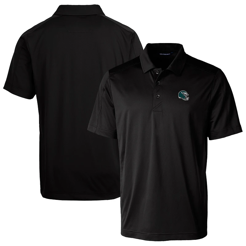Polo extensible texturé Prospect noir pour homme Cutter & Buck, motif casque des Philadelphia Eagles