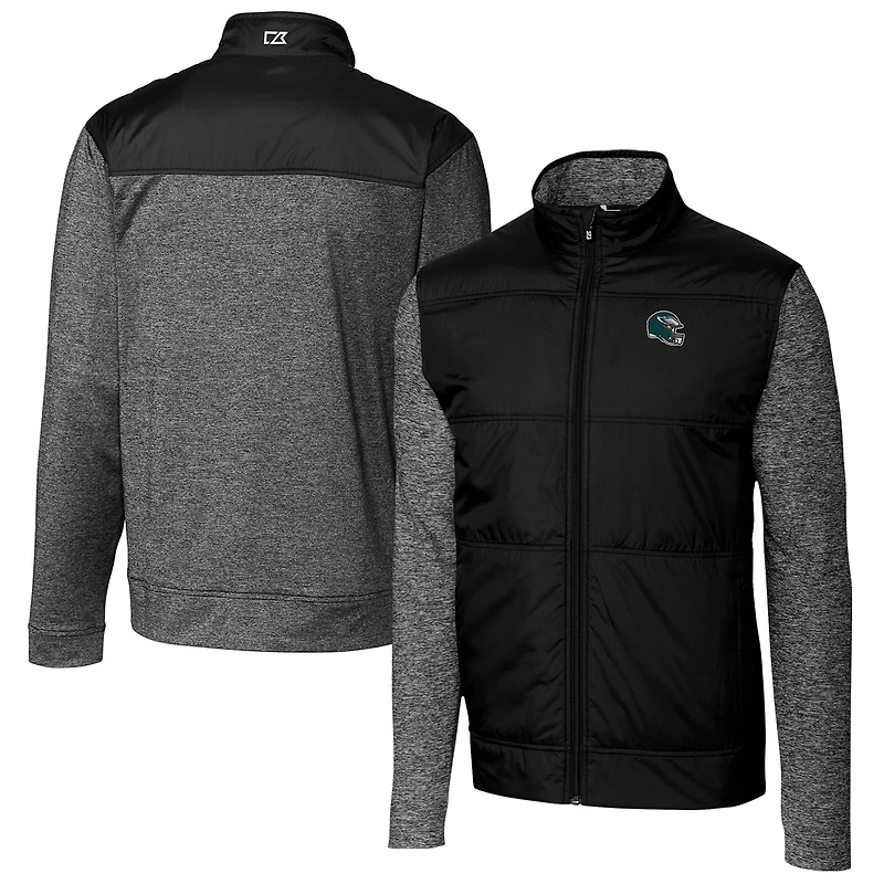 Coupe-vent matelassé entièrement zippé pour homme, modèle noir des Philadelphia Eagles, Cutter & Buck