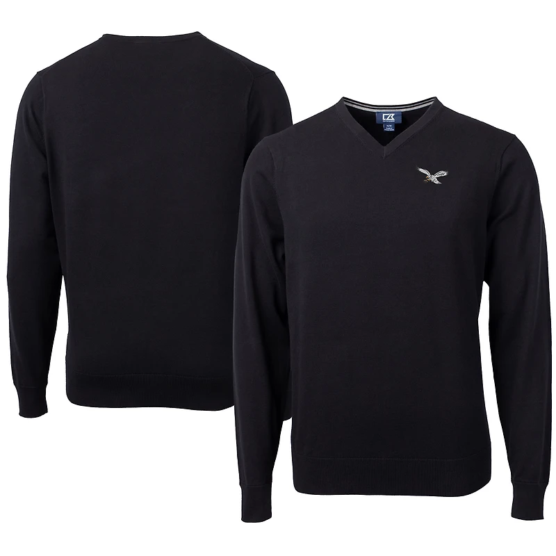 Pull à col en V noir pour homme, Cutter & Buck, Philadelphia Eagles, Lakemont Tri-Blend