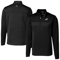 Haut zippé quart de tour extensible DryTec à rayures Traverse pour homme, noir, des Philadelphia Eagles Cutter & Buck