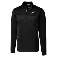 Haut zippé quart de tour extensible DryTec à rayures Traverse pour homme, noir, des Philadelphia Eagles Cutter & Buck