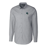 Chemise boutonnée à manches longues et col montant pour homme, couleur anthracite, motif casque des Philadelphia Eagles, en tissu Oxford extensible.