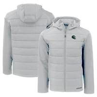 Veste à capuche entièrement zippée en tissu recyclé Evoke Hybrid Eco Softshell pour homme, coupe-vent et buck gris, avec casque des Philadelphia Eagles