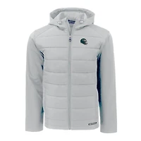 Veste à capuche entièrement zippée en tissu recyclé Evoke Hybrid Eco Softshell pour homme, coupe-vent et buck gris, avec casque des Philadelphia Eagles