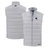 Gilet zippé entièrement recyclé Evoke Hybrid Eco Softshell pour homme, gris, avec casque des Philadelphia Eagles Cutter & Buck