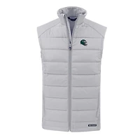 Gilet zippé entièrement recyclé Evoke Hybrid Eco Softshell pour homme, gris, avec casque des Philadelphia Eagles Cutter & Buck